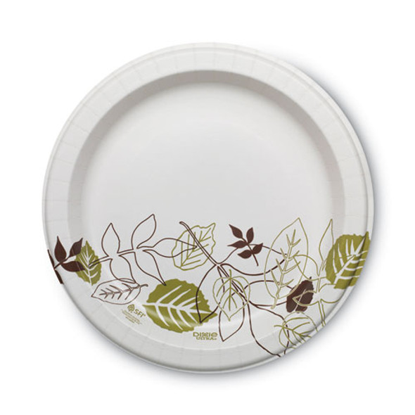 Pathways Soak Proof Shield Heavyweight Paper Plates, 10.13" dia, Green/Burgundy, 125/Pack Pathways Soak Proof Shield Heavyweight Paper Plates, 10.13" dia, Green/Burgundy, 125/Pack