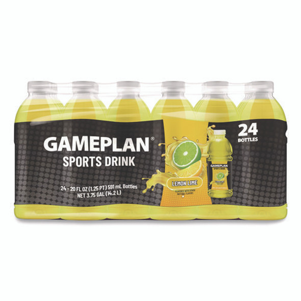 Gameplan Sports Drink, Lemon Lime, 20 oz Bottle, 24/Carton