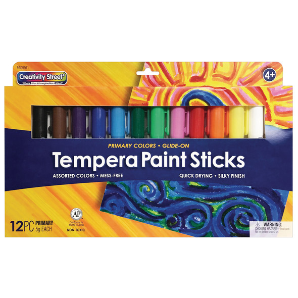 Glide-On Tempera Paint Sticks, 12 Assorted Primary Colors, 5 grams, 12 Per Pack, 2 Packs Glide-On Tempera Paint Sticks, 12 Assorted Primary Colors, 5 grams, 12 Per Pack, 2 Packs