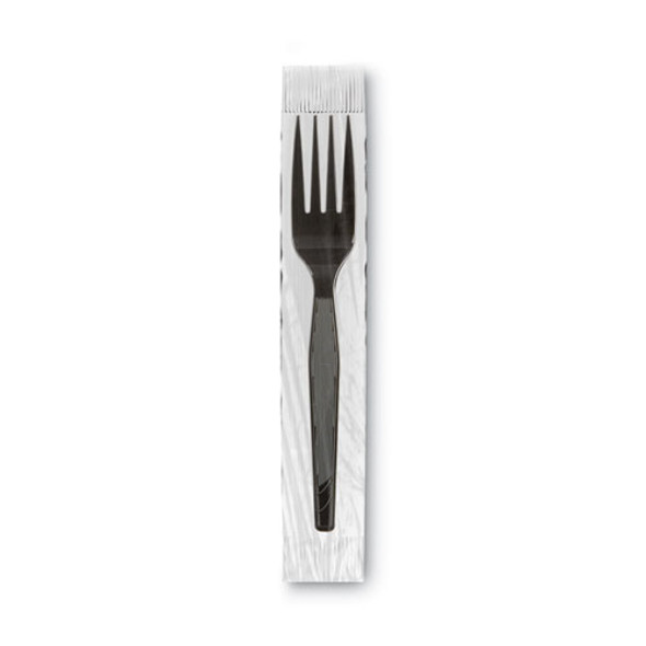 Grab'N Go Wrapped Cutlery, Fork, Plastic, Black, 90/Box Grab'N Go Wrapped Cutlery, Fork, Plastic, Black, 90/Box