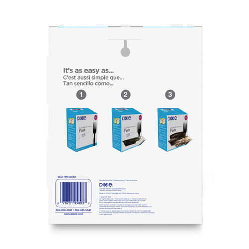 Grab'N Go Wrapped Cutlery, Fork, Plastic, Black, 90/Box