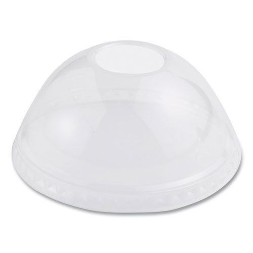 PLA Clear Cold Cup Lids, Dome Lid, Fits 9 oz to 24 oz Cold Cups, Plastic, Clear, 1,000/Carton