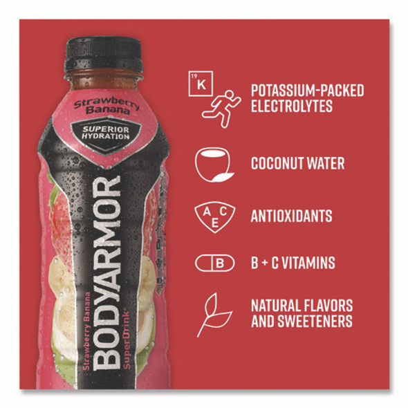 SuperDrink Sports Drink, Strawberry Banana, 16 oz Bottle, 12/Pack