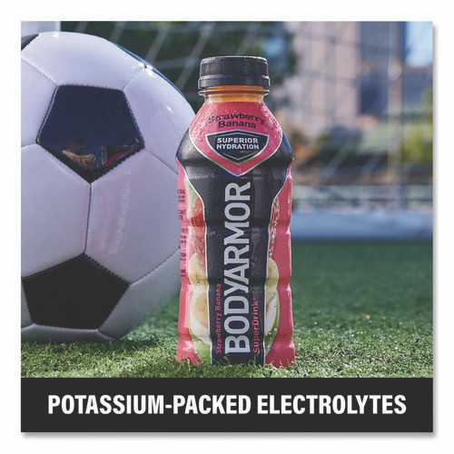 SuperDrink Sports Drink, Strawberry Banana, 16 oz Bottle, 12/Pack