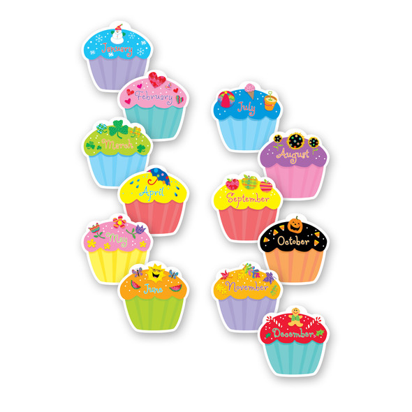 Month Cupcakes 6" Designer Cut-Outs, 36 Per Pack, 3 Packs Month Cupcakes 6" Designer Cut-Outs, 36 Per Pack, 3 Packs