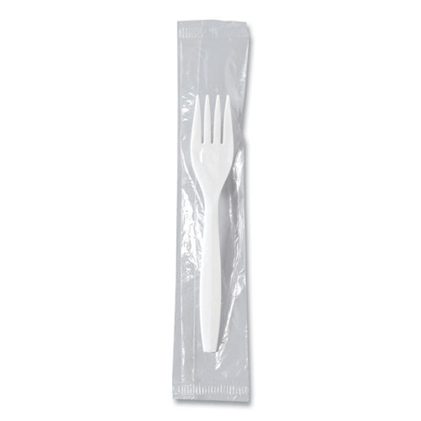 Regal Mediumweight Cutlery, Individually Wrapped, Fork, Plastic, White, 1,000/Carton