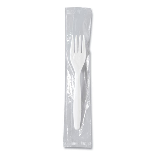 Regal Mediumweight Cutlery, Individually Wrapped, Fork, Plastic, White, 1,000/Carton