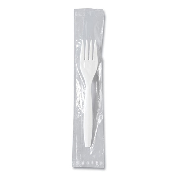 Regal Mediumweight Cutlery, Individually Wrapped, Fork, Plastic, White, 1,000/Carton