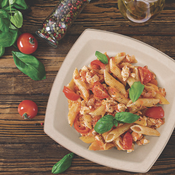 Compostable Molded Fiber Dinnerware, ProPlanet Seal, Plate, 8.25 x 8.25, Tan, 500/Carton