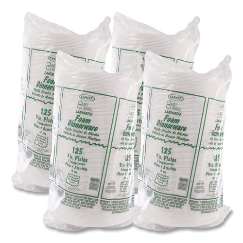 Concorde Foam Plate, 3-Compartment Plate, 9" dia, White, 125/Pack, 4 Packs/Carton