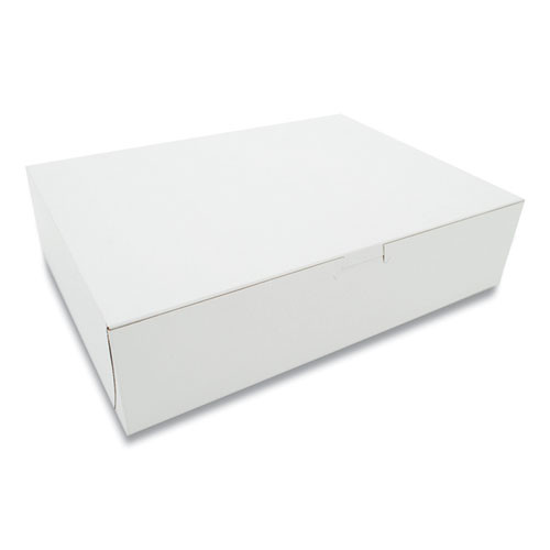 White One-Piece Non-Window Bakery Boxes, 9 x 3 x 12, White, Paper, 100/Bundle