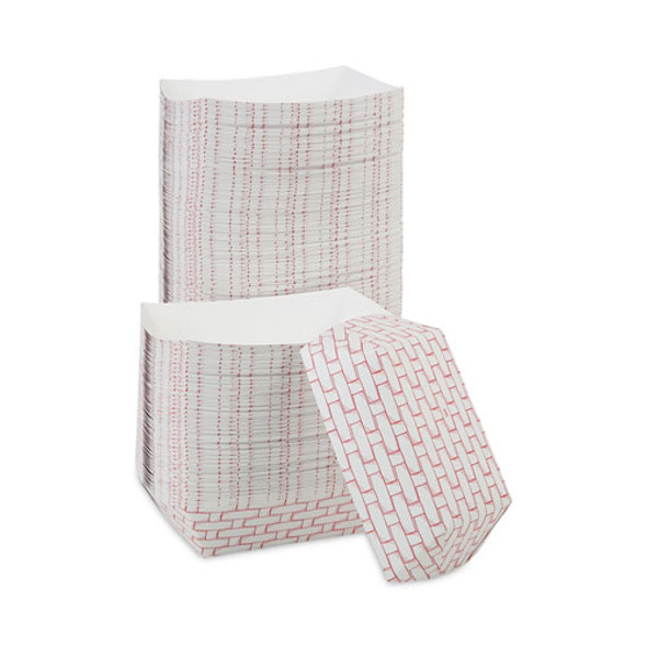 Paper Food Baskets, 3 lb Capacity, Red/White, 500/Carton Paper Food Baskets, 3 lb Capacity, Red/White, 500/Carton