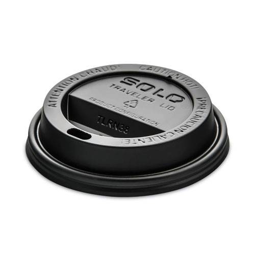 Traveler Cappuccino Style Dome Lid, Fits 8 oz Hot Cups, Plastic, Black, 1,000/Carton
