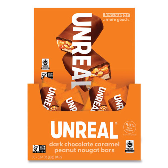 Dark Chocolate Caramel Peanut Nougat Bars, 0.67 oz Individually Wrapped, 40/Pack