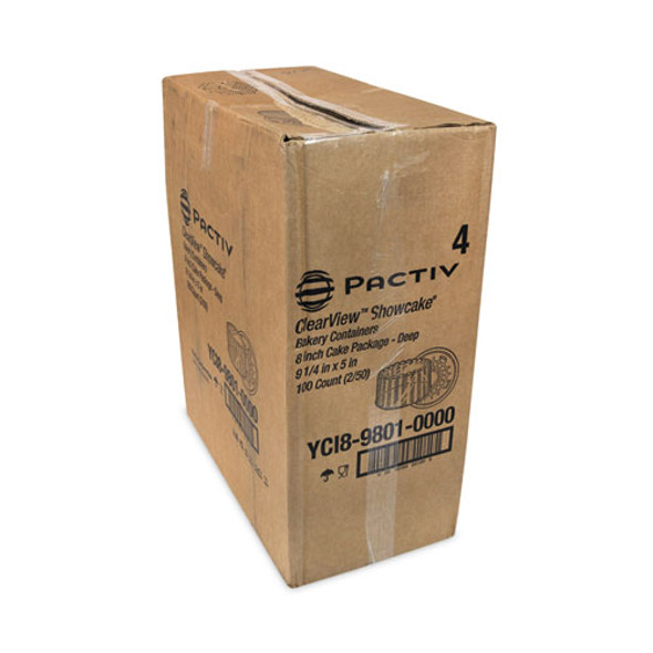 Plastic Cake Container, Deep 8" Cake Container, 9.25" Diameter x 5" h, Clear, 100/Carton