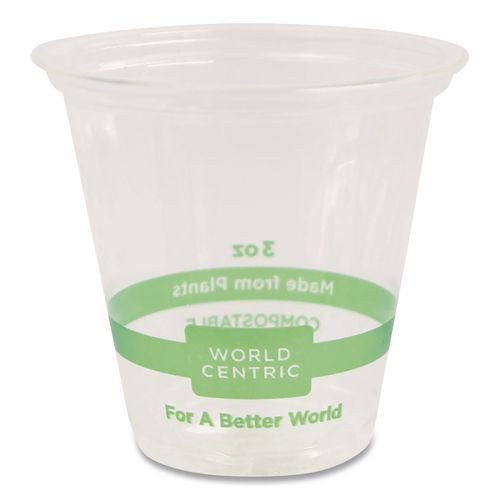 PLA Clear Cold Cups, 3 oz, Plastic, Clear, 2,500/Carton
