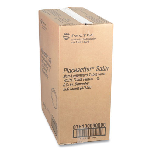Placesetter Satin Non-Laminated Foam Dinnerware, Plate, 9" dia, White, 125/Pack, 4 Packs/Carton