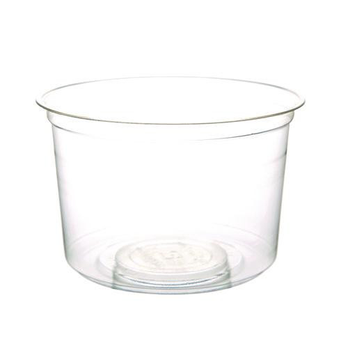 Renewable and Compostable Round Deli Containers, 16 oz, 4.63" Diameter x 3.06" h, Clear, Plastic, 50/Pack, 10 Packs/Carton