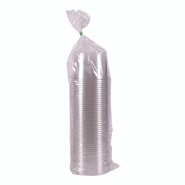 Renewable and Compostable Round Deli Containers, 16 oz, 4.63" Diameter x 3.06" h, Clear, Plastic, 50/Pack, 10 Packs/Carton