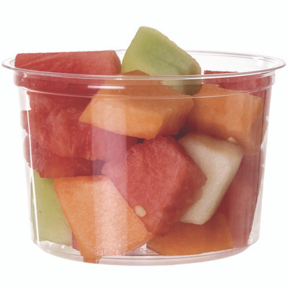 Renewable and Compostable Round Deli Containers, 16 oz, 4.63" Diameter x 3.06" h, Clear, Plastic, 50/Pack, 10 Packs/Carton