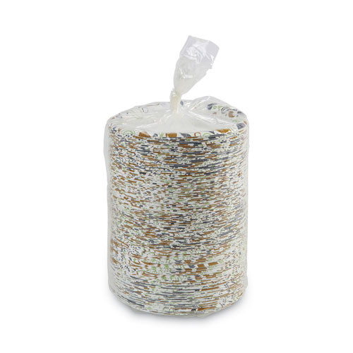 Deerfield Printed Paper Plates, 6" dia, Coated/Soak Proof, White/Yellow/Green/Purple, 250/Pack, 4 Packs/Carton