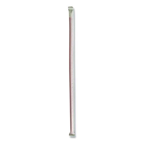 Wrapped Giant Straws, 10.25", Polypropylene, Red, 1,200/Carton