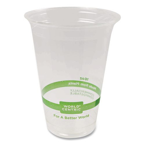 PLA Clear Cold Cups, 16 oz, Plastic, Clear, 1,000/Carton