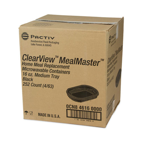EarthChoice MealMaster Container, 16 oz, 8.13 x 6.5 x 1, Black, Plastic, 252/Carton
