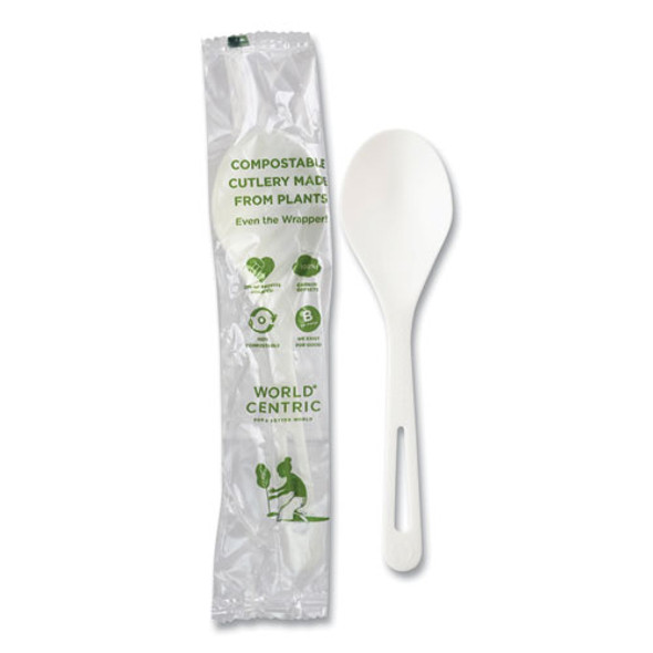 TPLA Compostable Cutlery, Soup Spoon, Plastic, White, 750/Carton