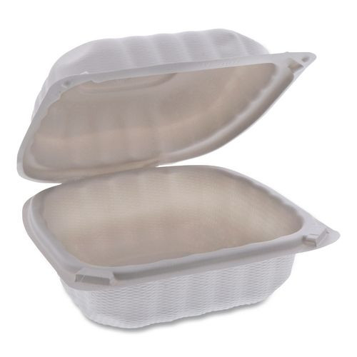 EarthChoice SmartLock Microwavable MFPP Hinged Lid Container, 6 x 6 x 3.1, White, Plastic, 400/Carton