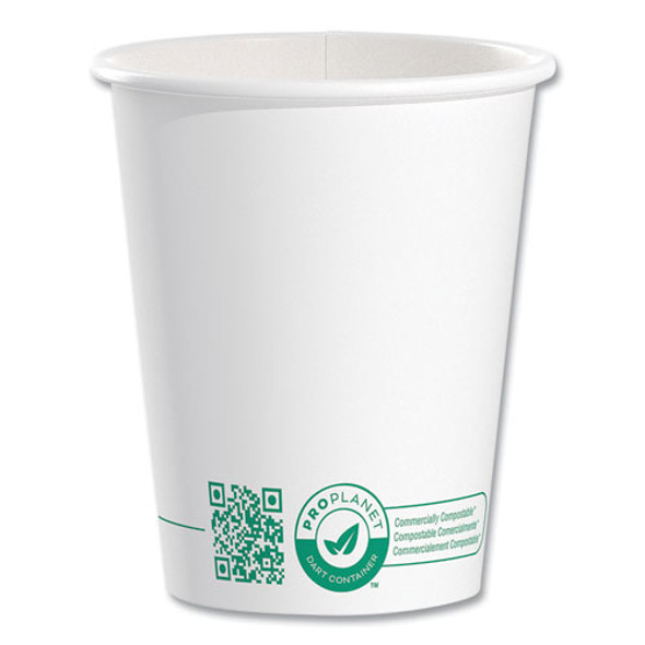 Compostable Paper Hot Cups, 10 oz, White/Green, 50/Pack Compostable Paper Hot Cups, 10 oz, White/Green, 50/Pack