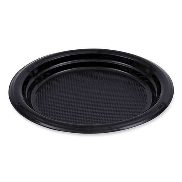 Hi-Impact Plastic Dinnerware, Plate, 6" dia, Black, 1,000/Carton