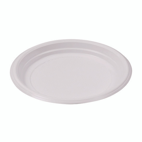Hi-Impact Plastic Dinnerware, Plate, 9" dia, White, 500/Carton