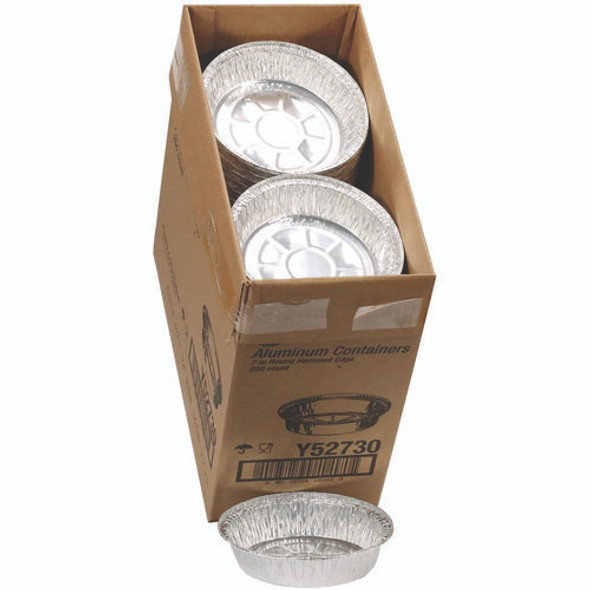 Aluminum Take-Out Container, 24 oz, 7" Diameter x 1.53" h, Silver, 250/Carton