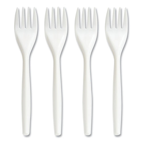 Mediumweight Plastic Cutlery, Fork, White, 300/Pack Mediumweight Plastic Cutlery, Fork, White, 300/Pack
