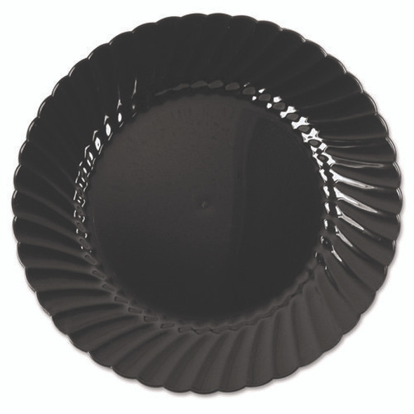 Classicware Plastic Plates, 6" dia, Black, 10/Pack, 18 Packs/Carton