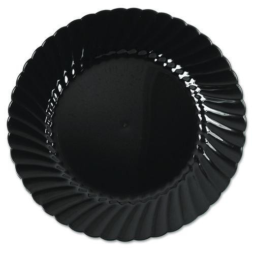 Classicware Plastic Plates, 6" dia, Black, 10/Pack, 18 Packs/Carton