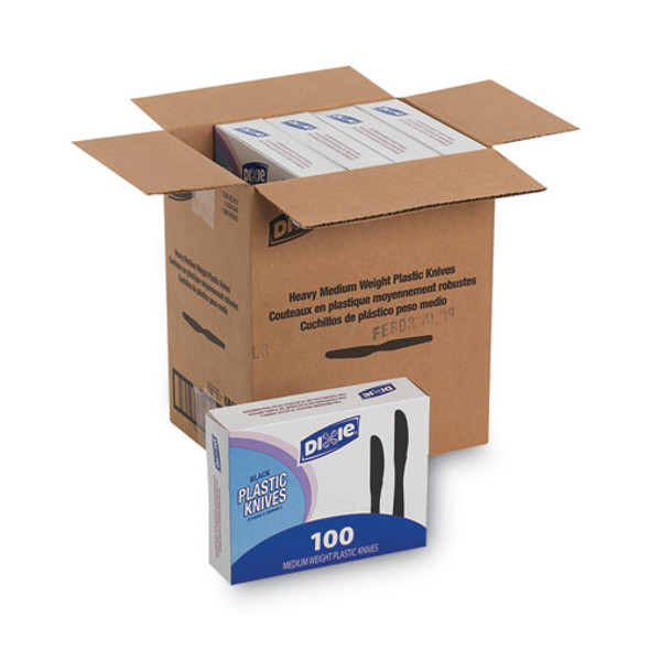 Plastic Tableware, Heavy Mediumweight Knife, Black, 100/Box, 10 Boxes/Carton