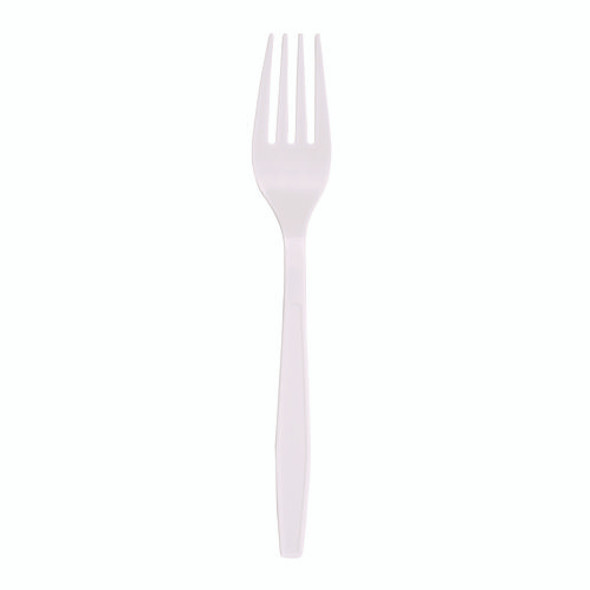 Heavyweight Polypropylene Cutlery, Fork, Plastic, White, 1,000/Carton