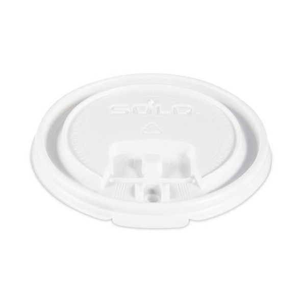 Lift Back and Lock Tab Lids for Paper Cups, Fits 8 oz Hot Cups, Plastic, White, 100/Sleeve, 10 Sleeves/Carton Lift Back and Lock Tab Lids for Paper Cups, Fits 8 oz Hot Cups, Plastic, White, 100/Sleeve, 10 Sleeves/Carton