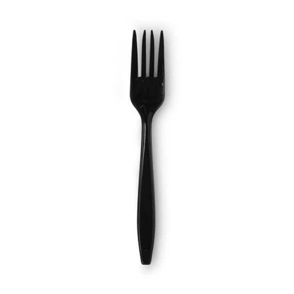 Individually Wrapped Heavyweight Forks, 6.88", Plastic, Black, 1,000/Carton