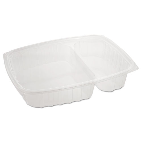 ClearPac Containers, 2 Compartments, 32.8 oz, 7.4 x 9 x 1.7, Clear, Plastic, 63/Pack, 4 Packs/Carton