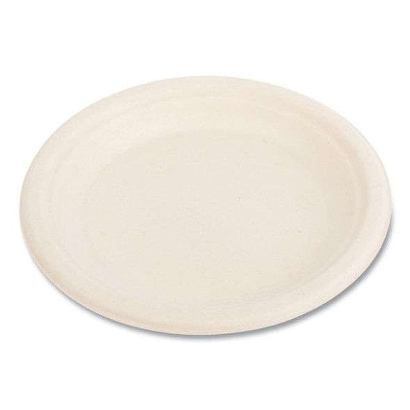 Bagasse PFAS-Free Dinnerware, Plate, Sugarcane, 6" dia, Tan, 1,000/Carton