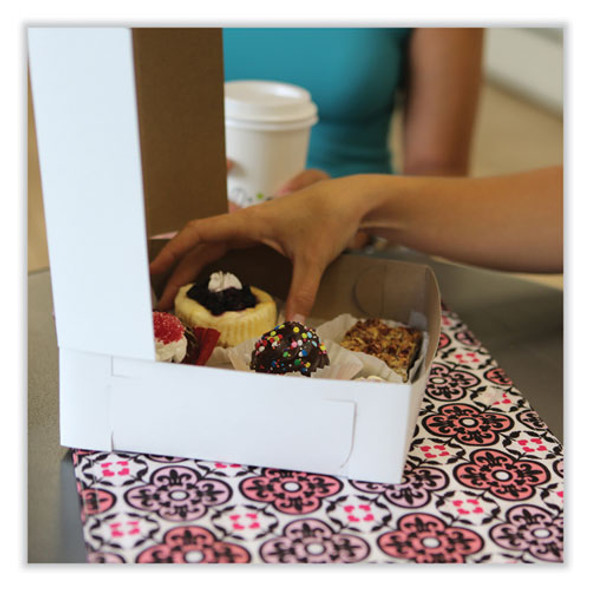 White One-Piece Non-Window Bakery Boxes, Standard, 8 x 2.5 x 8, White, Paper, 250/Bundle