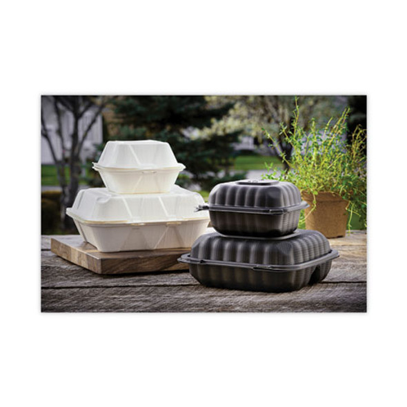 EarthChoice SmartLock Microwavable MFPP Hinged Lid Container, 5.75 x 5.95 x 3.1, Black, Plastic, 400/Carton