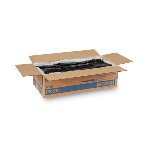 Plastic Cutlery, Heavy Mediumweight Forks, Black, 1,000/Carton
