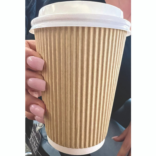 Ripple Hot Cups, 12 oz, Paper, Kraft/White, 500/Carton