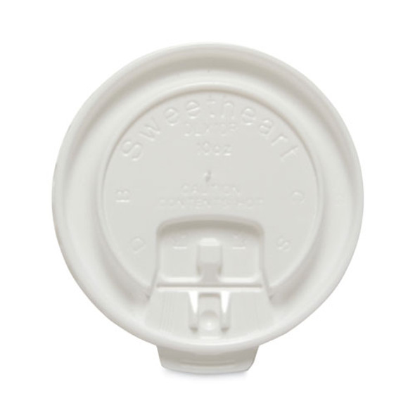 Lift Back and Lock Tab Cup Lids for Foam Cups, Fits 10 oz Solo Trophy Hot/Cold Drink Cups, Plastic, White, 2,000/Carton