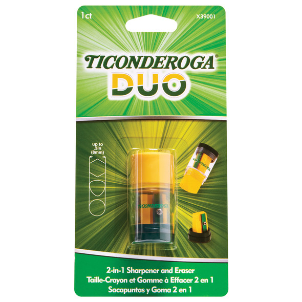 DUO Sharpener/Eraser, Green and Yellow, Pack of 12