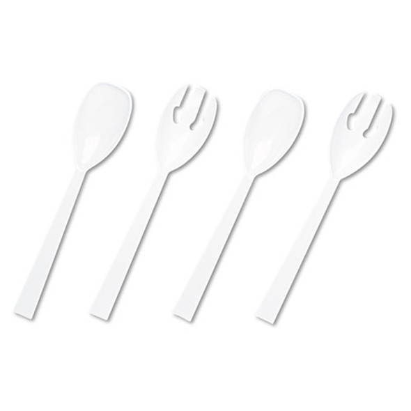 Table Set Plastic Serving Forks and Spoons, 9.5", White, 48/Pack